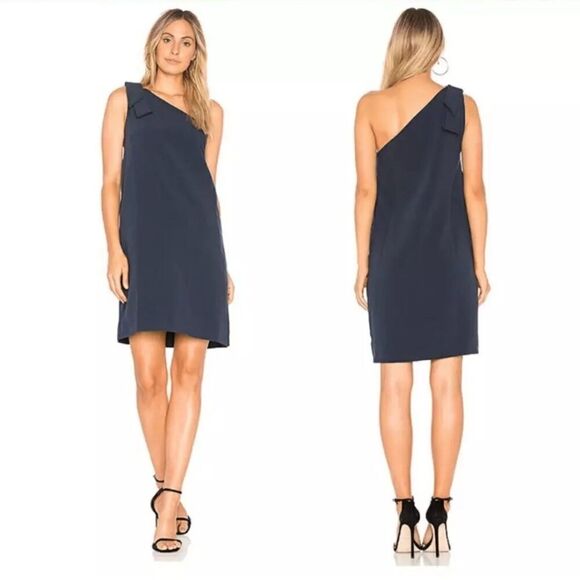 Elliatt Ophelia One Shoulder Dress Size Small Navy Pockets Special Occasion - Picture 1 of 8